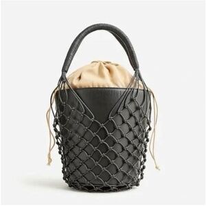 J. Crew Sedona Basket Bag Black Leather NWT